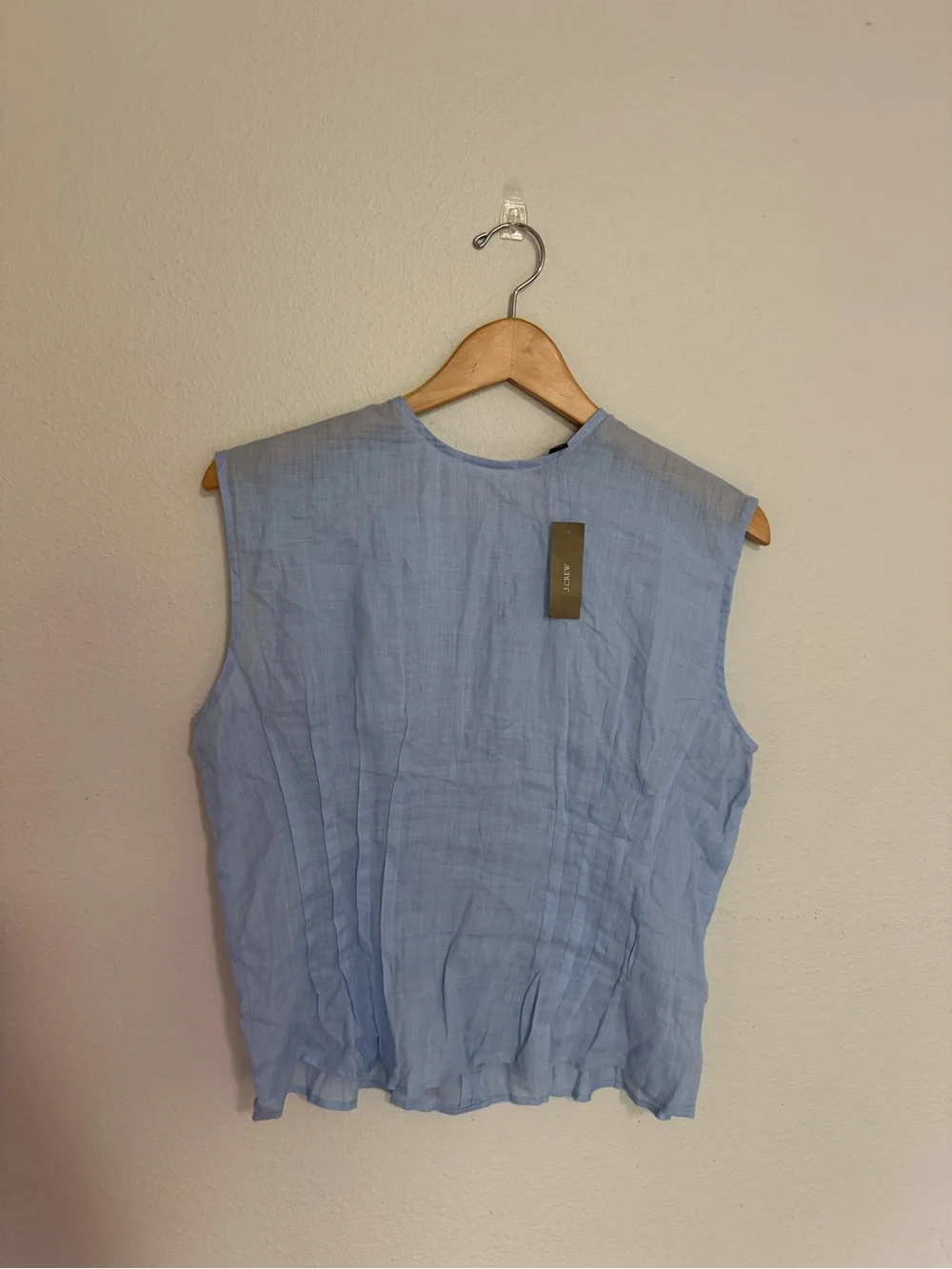 J. Crew Pale Blue Sleeveless Linen Top